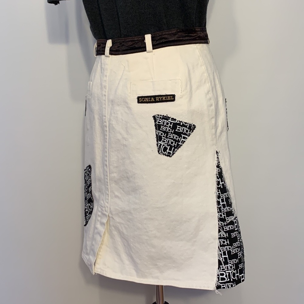 White Mini Skirt Bitch Vintage Upcycled Sonia Rykiel Festival Sustainable - Picture 6 of 8